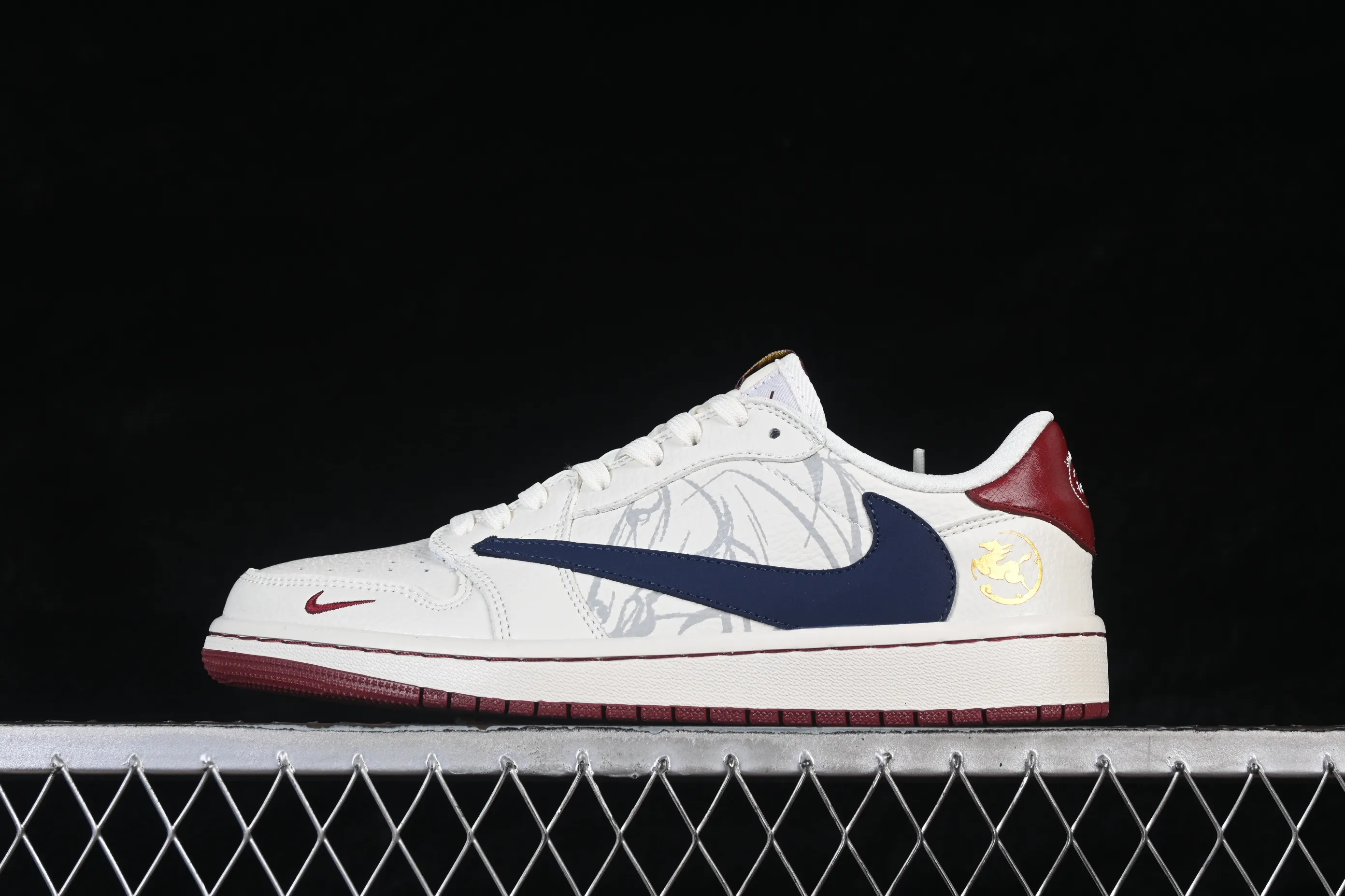 All categories Air Jordan Jordan series basketball shoes Air Jordan 1 Low High-end customized low-top sneakers Travis Scott x Fragment Design x Air Jordan 1 Low OG SP AJ1 Joe 1 Year of the Horse limited white blue wine red low-top cultural casual sneakers NH0601-064